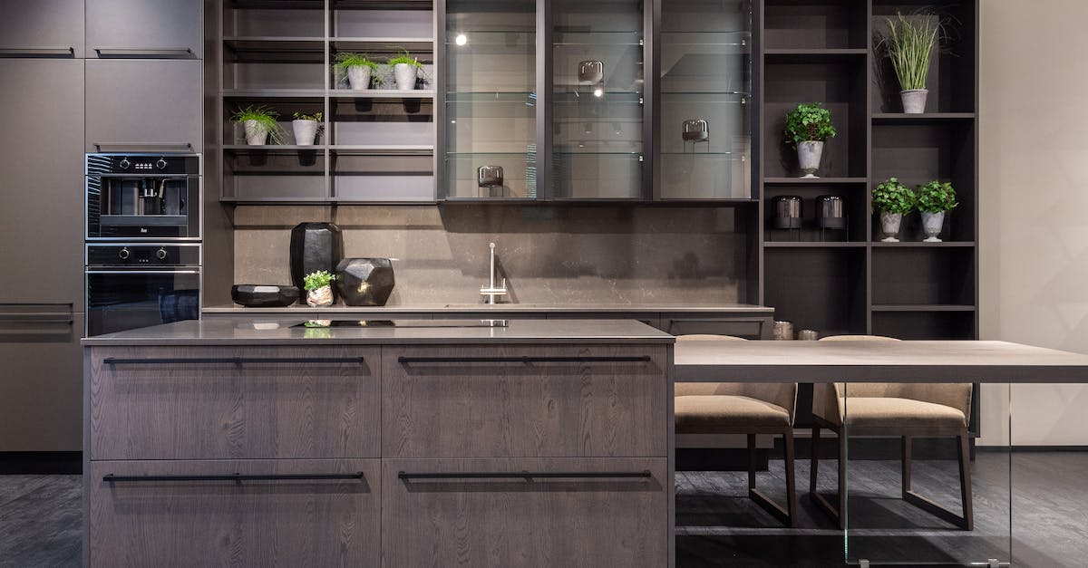 What do the symbols when you recruit a new unit represent? - Contemporary kitchen interior design with empty dark furniture and decorative vases and plants