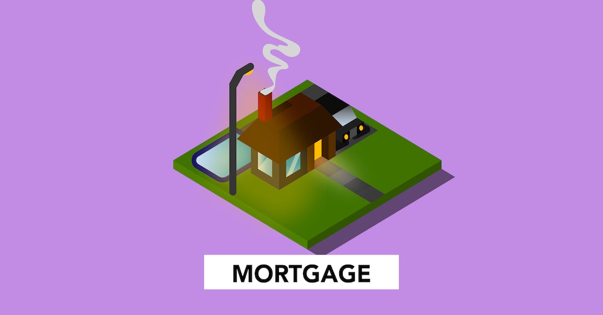 What does Gaun's Pledge do? - Cardboard illustration of building with swimming pool and lawn above Mortgage inscription on violet background