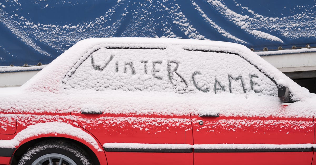 What does this text in the ice say? - Red Car Covered with Snow What does this text in the ice say? - Red Car Covered with Snow