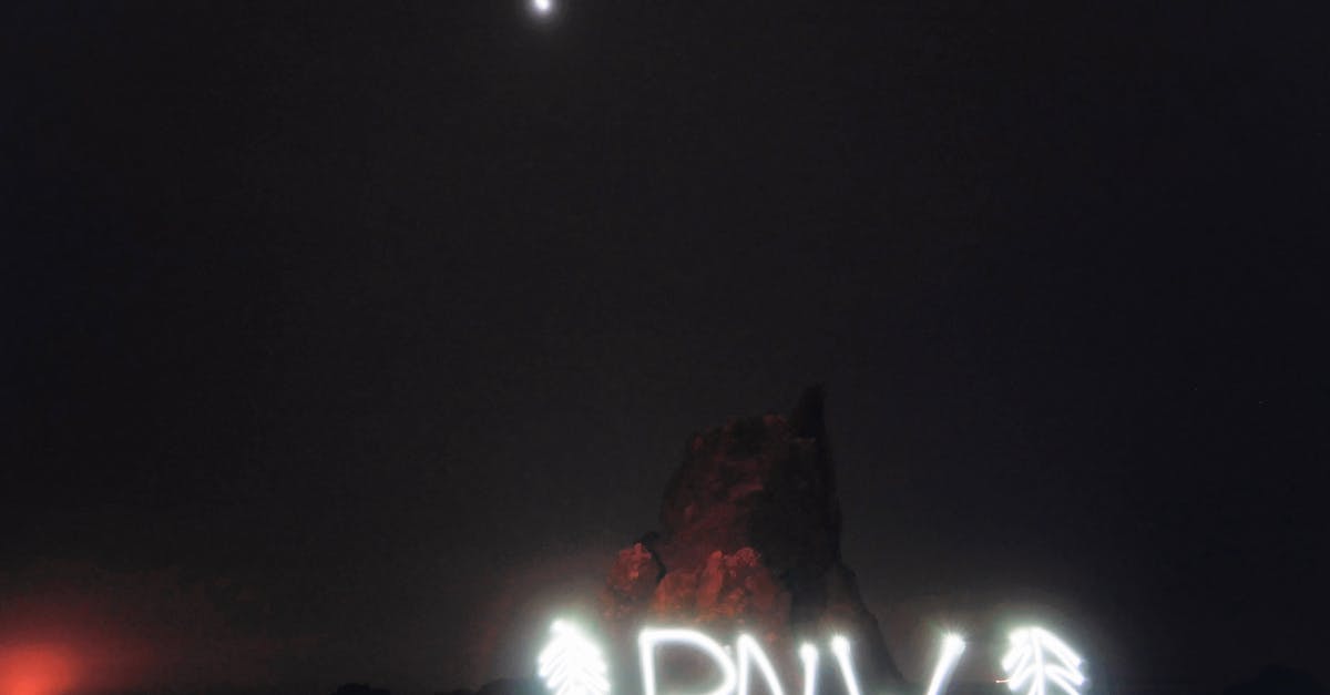 What is 'ADVENT' an abbreviation for? - Abbreviation PNW between fir shaped decorations illuminating with white neon lights and located against rocks at night under dark sky and bright moon Pacific Northwest traveling
