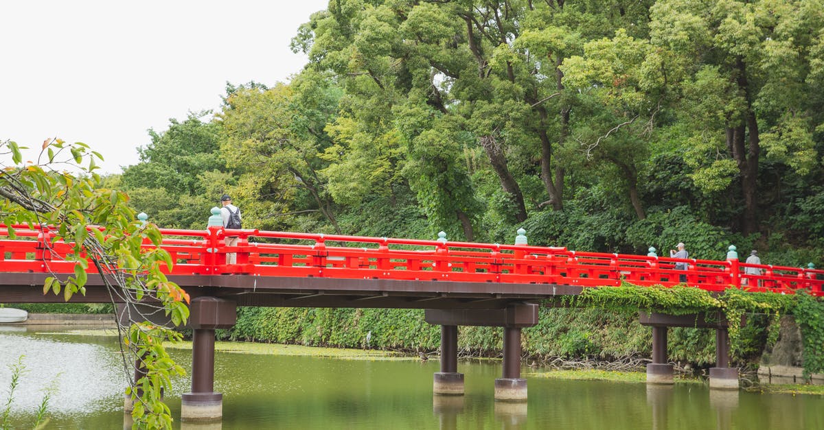 What is the best way to get an Exotic or Legendary Engram in Destiny Crucible? - Tourists walking on red bridge crossing green pond located among lush tropical forest in Japan