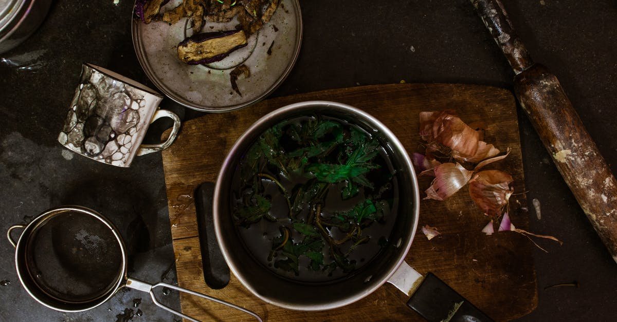 What is the drop rate for plate items? - Top view of metal saucepan with broccoli on cutting board with onion near sieve and dirty mug