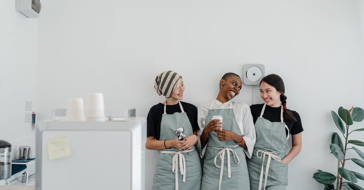 What is the significance of other locked staff members? - Multiracial female baristas wearing apron standing together near wall in modern coffee shop with minimal interior during workday and looking at each other with smile What is the significance of other locked staff members? - Multiracial female baristas wearing apron standing together near wall in modern coffee shop with minimal interior during workday and looking at each other with smile