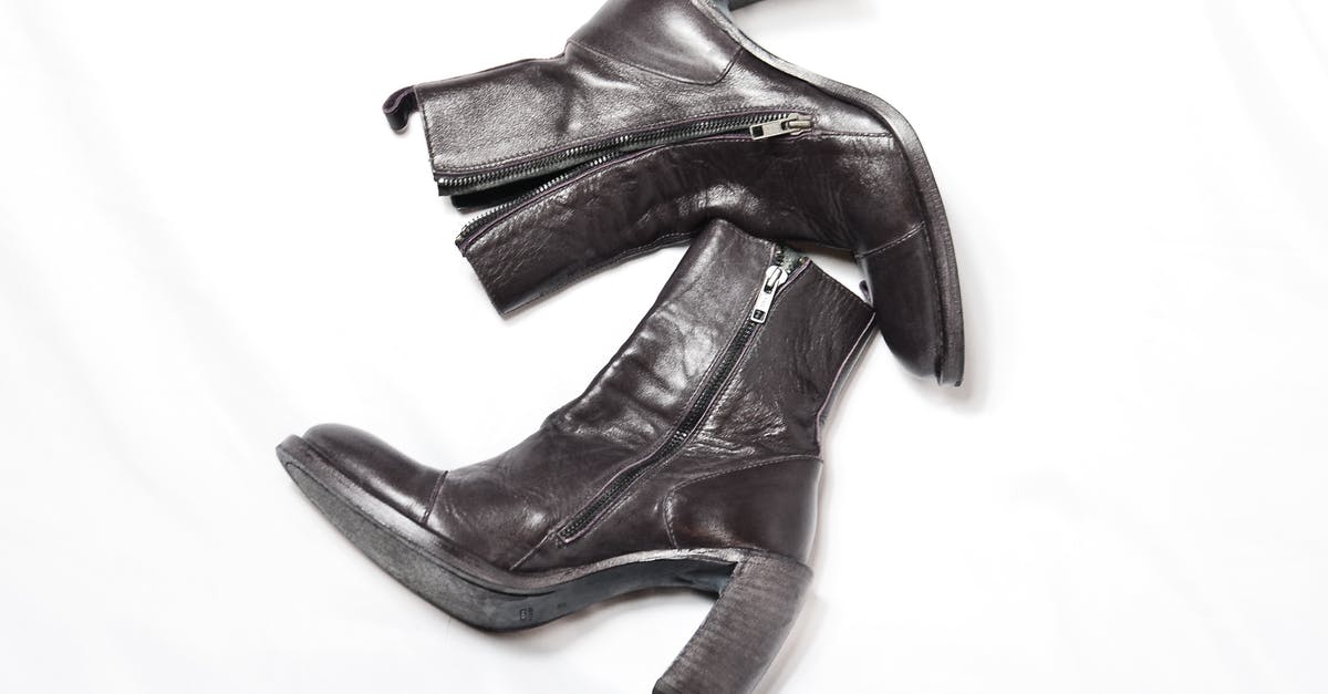 What is the term used to describe objects appearing from nowhere? - Top view of pair of dark brown leather boots with zipper and wide high heels placed on white background What is the term used to describe objects appearing from nowhere? - Top view of pair of dark brown leather boots with zipper and wide high heels placed on white background