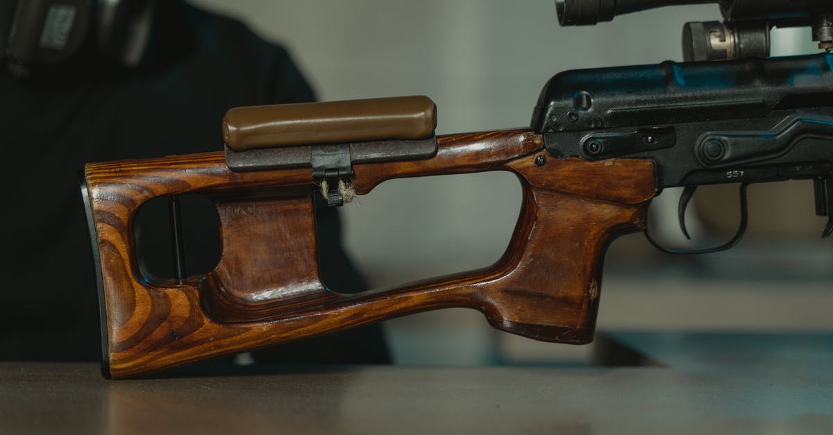 What is the weapon wielded by the basic guard? [closed] - Black and Brown Semi Automatic Pistol on White Table