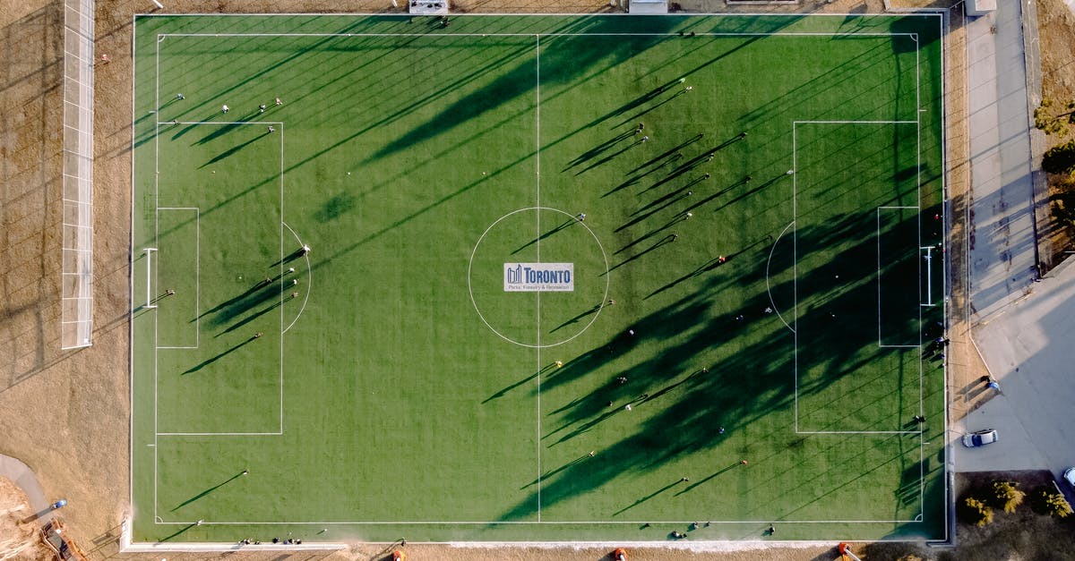 What is the word for when players give all high level advantages to lvl 1 players? - Aerial view of soccer field with anonymous sportspeople and shades against roadway on sunny day What is the word for when players give all high level advantages to lvl 1 players? - Aerial view of soccer field with anonymous sportspeople and shades against roadway on sunny day