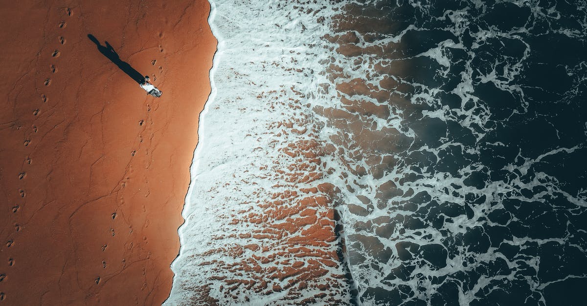 What items provide shadow power or benefit from it? - Aerial top view of anonymous tourist launching drone standing on sandy beach near wavy sea with foamy waves in sunlight What items provide shadow power or benefit from it? - Aerial top view of anonymous tourist launching drone standing on sandy beach near wavy sea with foamy waves in sunlight