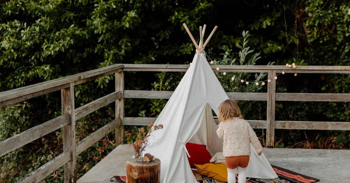 What should I focus on early-game in Endless Space? [closed] - Back view of little child standing at entrance to boho tent placed on wooden terrace