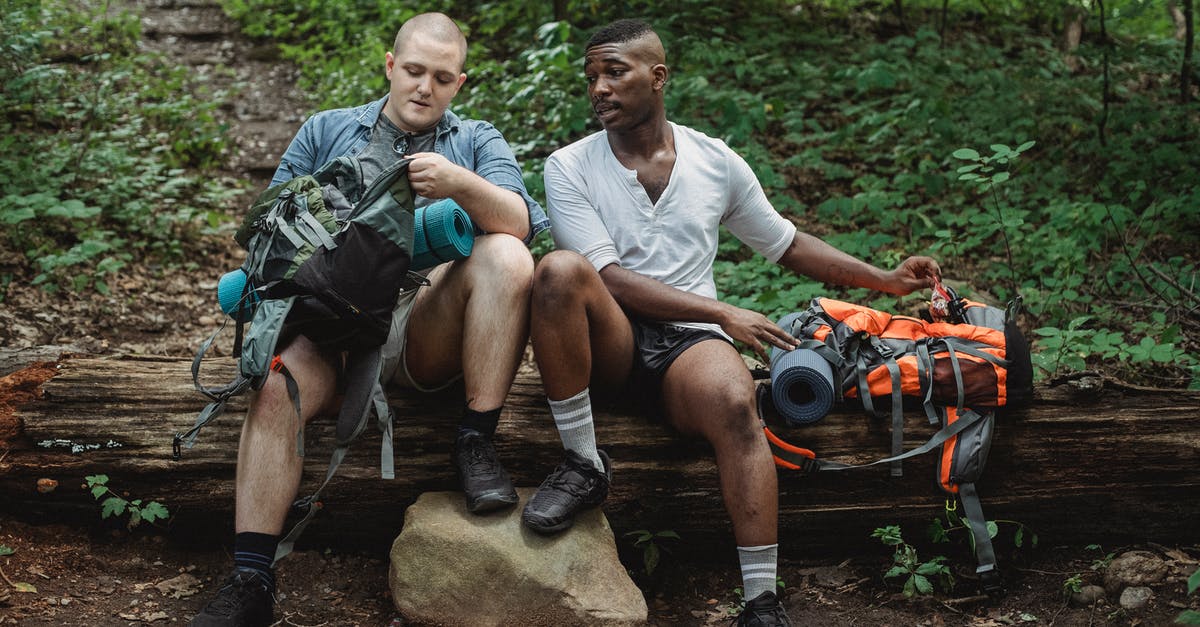 What time do all of the jungle buff camps spawn? - Full body of male adventurers in comfortable shirts and shorts checking backpacks while having break on log next to slope in woodland in daylight What time do all of the jungle buff camps spawn? - Full body of male adventurers in comfortable shirts and shorts checking backpacks while having break on log next to slope in woodland in daylight