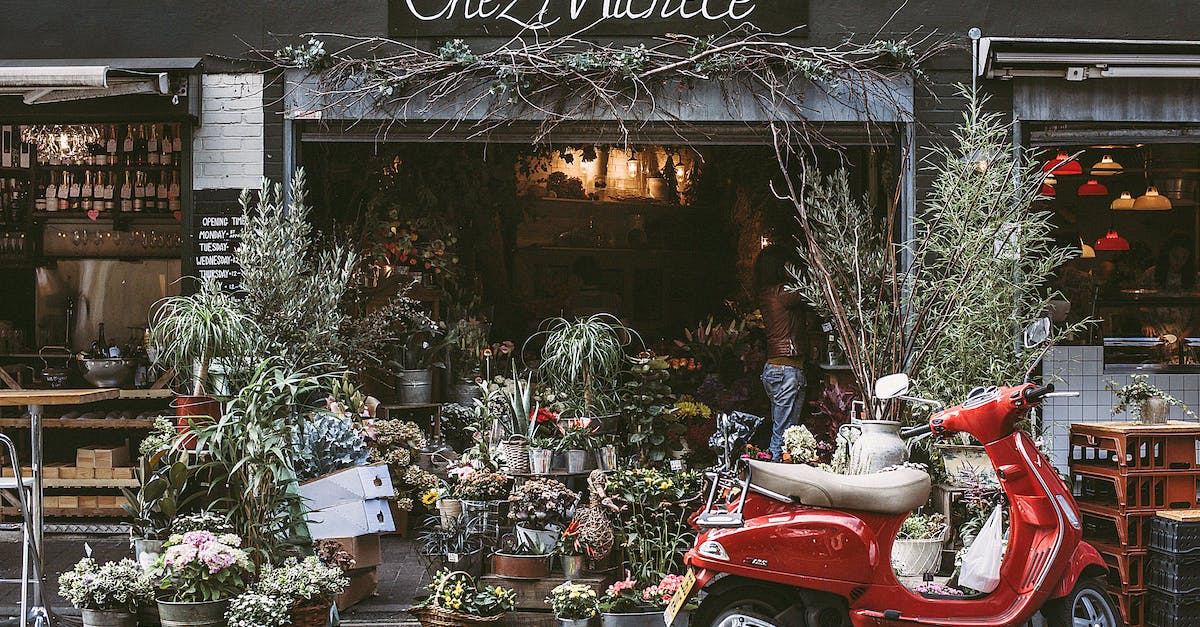 When do the shops reset their stock? - Red Motor Scooter Parking on Front of Chez Michele Store