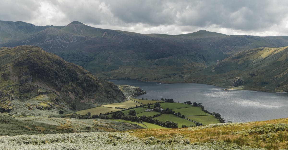Where can I farm Aqua Pearls? - Green agricultural fields and mountain ridge located on coast of calm river on overcast day in countryside Where can I farm Aqua Pearls? - Green agricultural fields and mountain ridge located on coast of calm river on overcast day in countryside