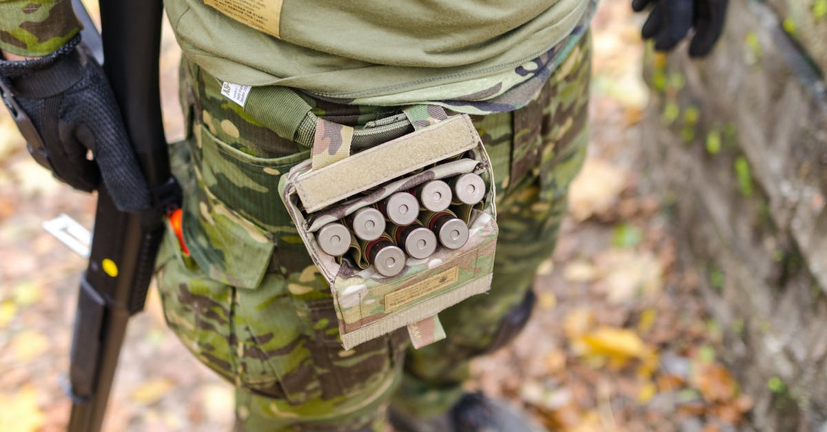 Where can I get ammo for the weapon "Nuke"? - Person in Green Camouflage Print Pants Carrying Shotgun Shells