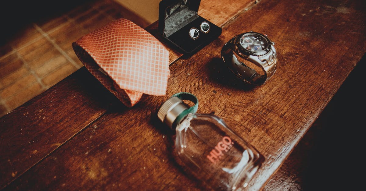 Where did all the fancy equipment in Firewatch come from? - From above composition of silk tie above male perfume bottle and steel watch with cufflinks located on dark wooden surface