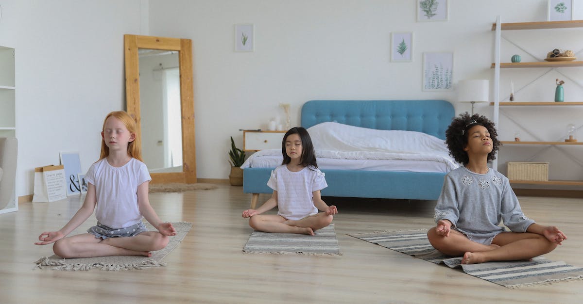 Where is the best place to practice parrying? - Full body of concentrated multiethnic girls in casual clothing meditating in bright room with eyes closed and arms folded on crossed legs