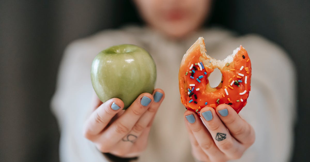 Which characters are in which weight groups? - Woman showing apple and bitten doughnut Which characters are in which weight groups? - Woman showing apple and bitten doughnut