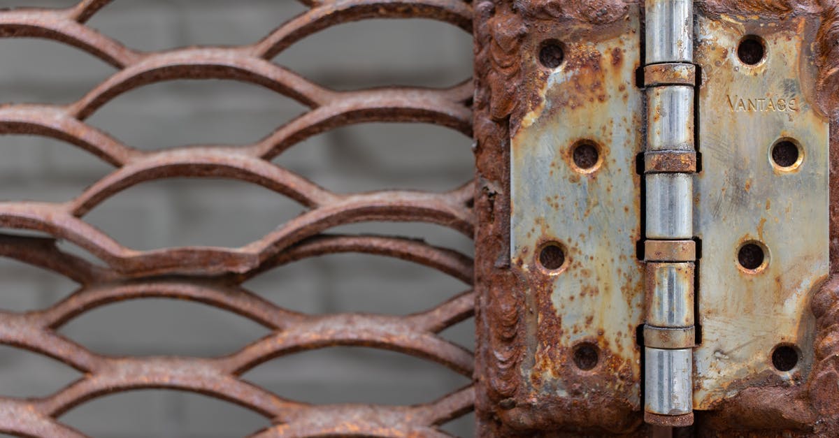 Why can't I destroy this energy barrier with my melee attack? - Old metal door hinge with weathered lattice