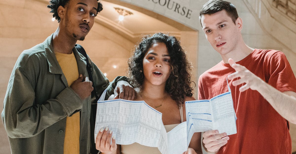 Why can't my friend access the new Airship map in Among Us? - Amazed young multiracial male and female friends in casual outfits looking away while exploring map in Grand Central Terminal