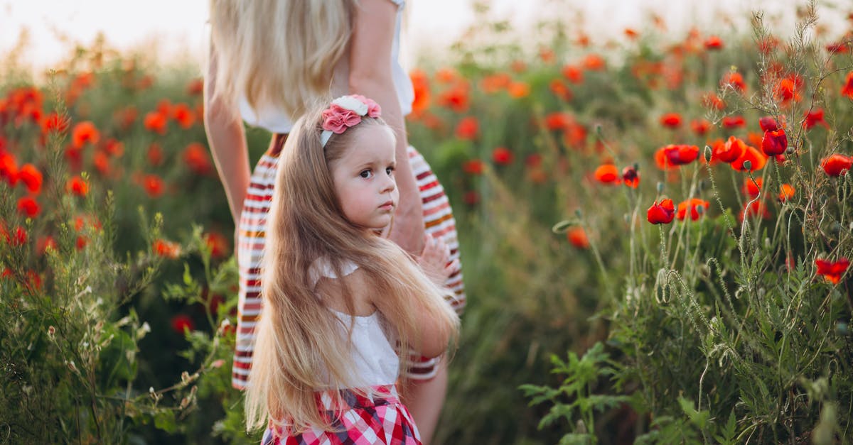 Why did the hog riders follow this path? - Pensive little girl holding hand of mother in field