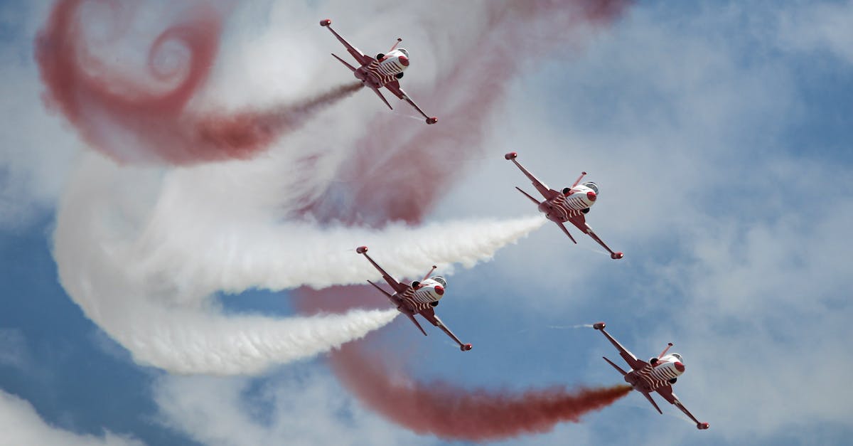 Why does my Mii Fighter occasionally have the wrong moves? - From below of flying fighters performing trick elements during air show in sunny day Why does my Mii Fighter occasionally have the wrong moves? - From below of flying fighters performing trick elements during air show in sunny day