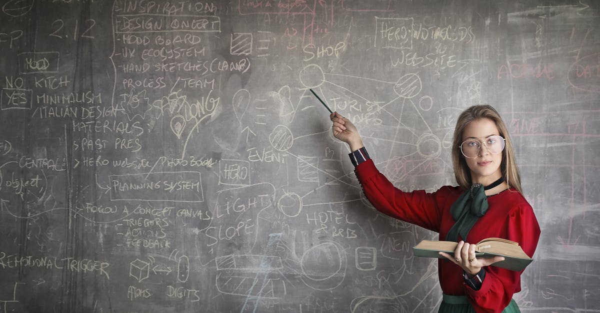 Why does the East Tal-Tal Heights Warp Point not work? - Serious female teacher wearing old fashioned dress and eyeglasses standing with book while pointing at chalkboard with schemes and looking at camera
