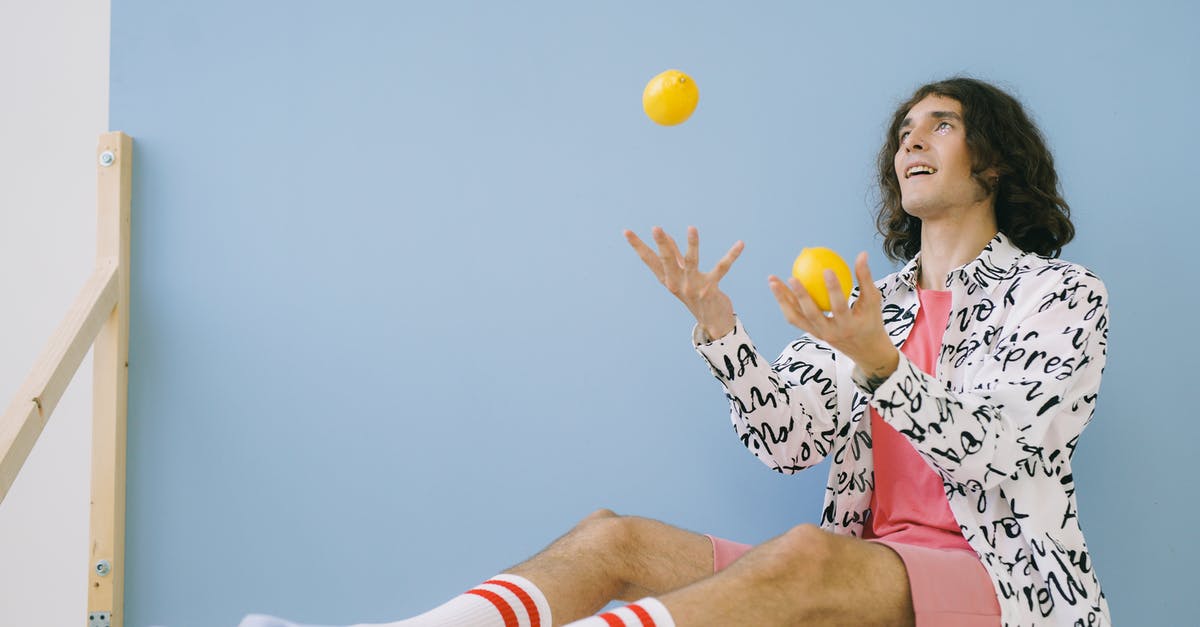 Why doesn't Droggeljug like yellow broccoli? - Transsexual man sitting and juggling two yellow lemons Why doesn't Droggeljug like yellow broccoli? - Transsexual man sitting and juggling two yellow lemons