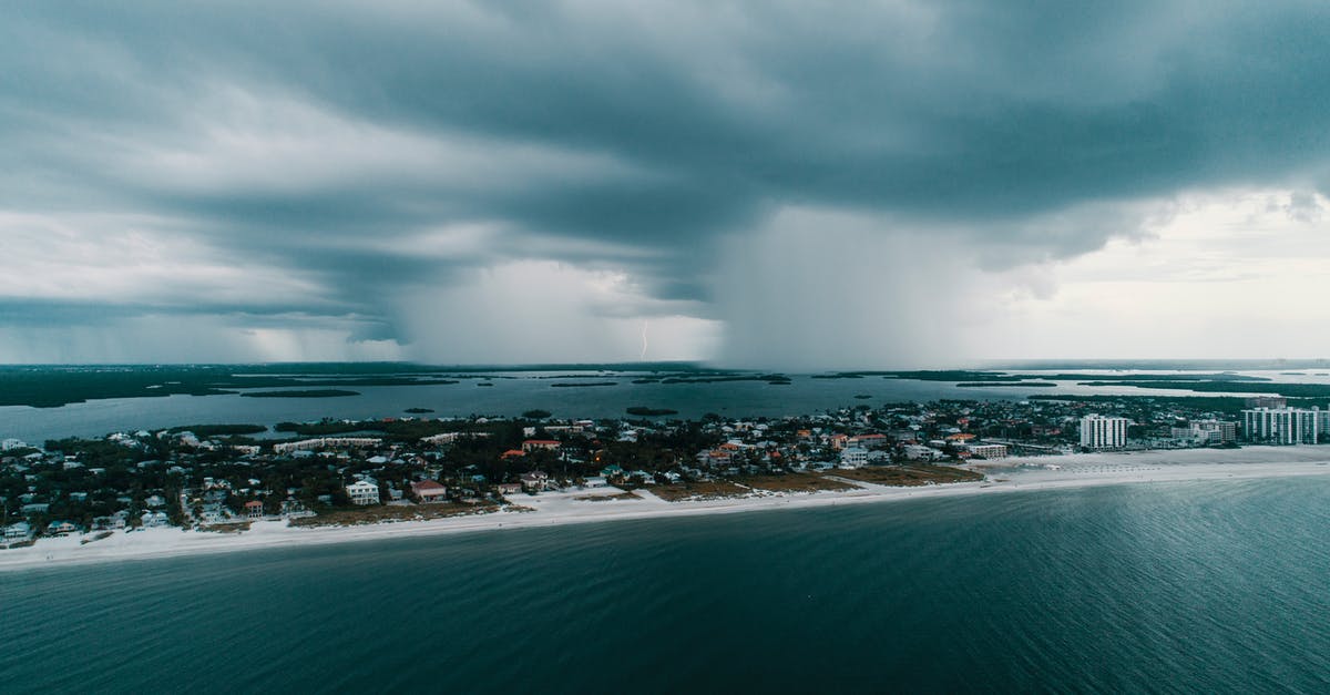 Why is it raining only over generated bodies of water? - Aerial Photography of City Island Under White Clouds