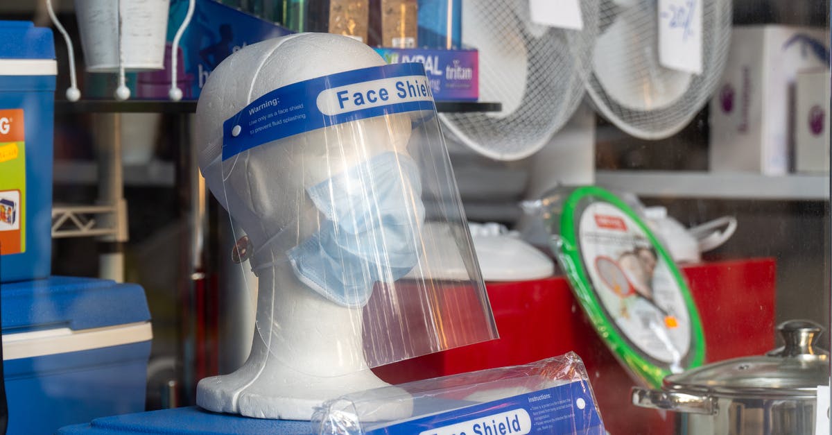 Why is my charge blade's shield glowing? - Modern transparent face guard and sterile mask on mannequin in store during COVID 19 pandemic Why is my charge blade's shield glowing? - Modern transparent face guard and sterile mask on mannequin in store during COVID 19 pandemic