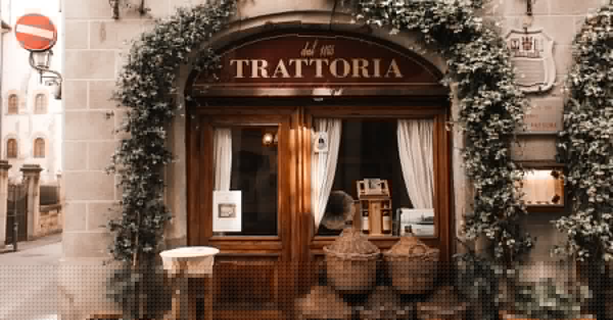 Why is my Mega Stone not in the location it should be? - Exterior of cozy Italian restaurant with wooden door and entrance decorated with plants