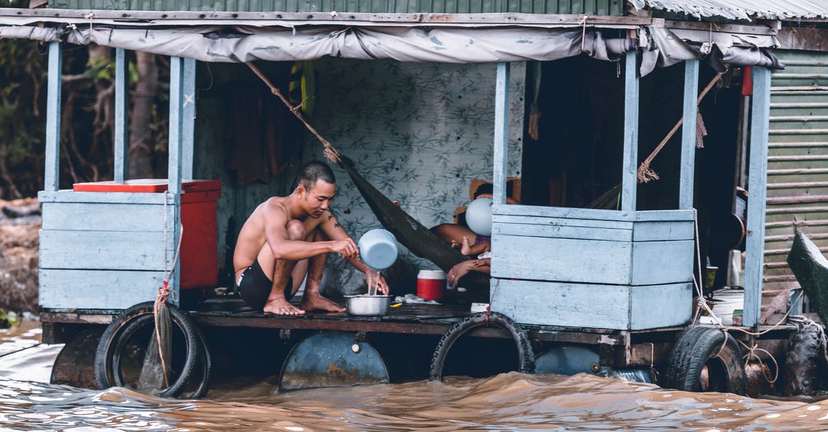 Would it overflow? - Man Pouring Water from Dipper on Blue and Grey House Would it overflow? - Man Pouring Water from Dipper on Blue and Grey House
